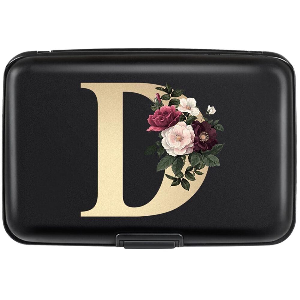 9648 Credit Card Holder Personalized Initial Letter D Small Aluminum Wallet